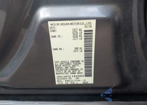 2016 Nissan Altima 2.5 S from USA, damaged, VIN 1N4AL3AP2GC184980